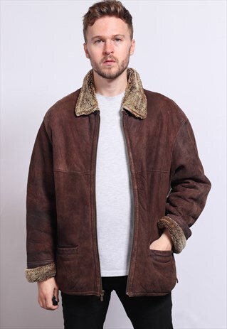 VINTAGE SUEDE AVIATOR SHEEPSKIN FLEECE JACKET