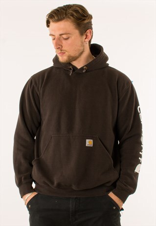 VINTAGE 90S BROWN CARHARTT HOODIE PULLOVER