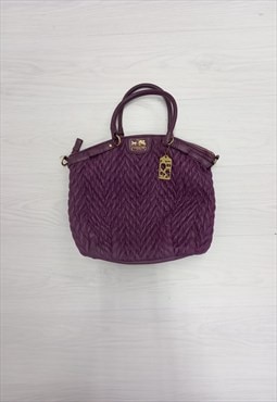 Shoulder Tote Bag Purple Quilted Texture Designer