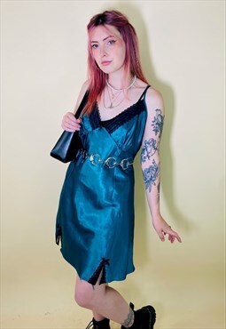 Vintage 00s Y2K Satin Lace Mini Summer Slip Dress