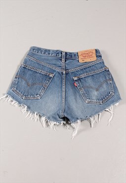 Vintage Levi's Denim Shorts in Blue Distressed Cut Offs W26