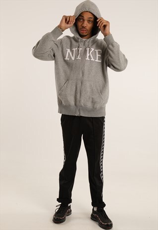 VINTAGE NIKE EMBROIDERED SPELLOUT ZIPPED HOODIE