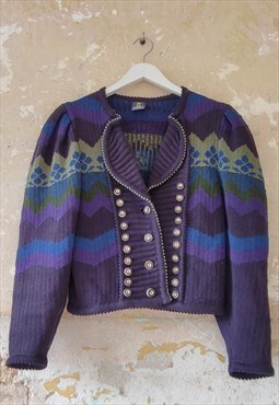 Vintage austrian trachten wool cardigan
