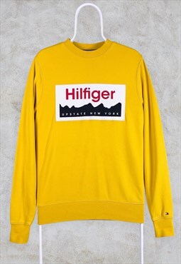 Vintage Tommy Hilfiger Sweatshirt Yellow Embroidered Medium