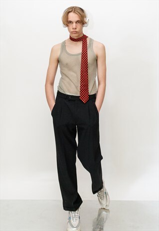 90's Vintage skater fit flowy classic trousers in ink black