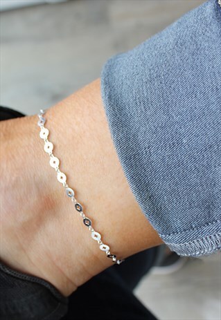 STERLING SILVER FANCY DISC ANKLET