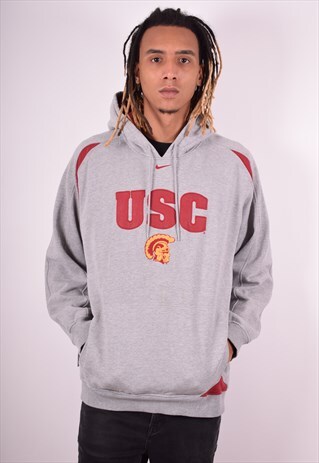 NIKE MENS VINTAGE HOODIE JUMPER LARGE GREY 90S