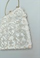 60'S VINTAGE BEADED CREAM SEQUIN BAG GOLD CHAIN