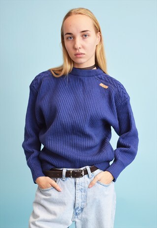80'S RETRO MILITARY STYLE CHUNKY KNITTED JUMPER TOP