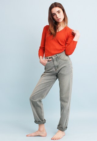 90'S RETRO HIGHWAISTED DENIM NEUTRAL STRAIGHT JEANS