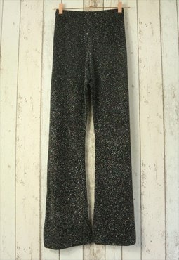 Vintage Y2K Black Glitter Disco Party Flare Bell Trousers