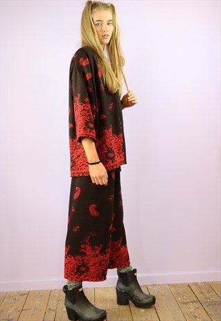 CHINESE PAISLEY CROP PANTS & KIMONO CO-ORDINATES