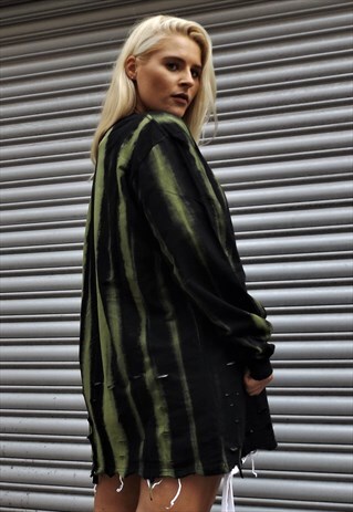LOOSE FIT OVERSIZE WASHED OUT TIE DYE FADED RIPPED TOP