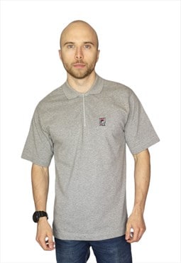 Fila 1/4 Zip Polo Shirt in grey Size Medium