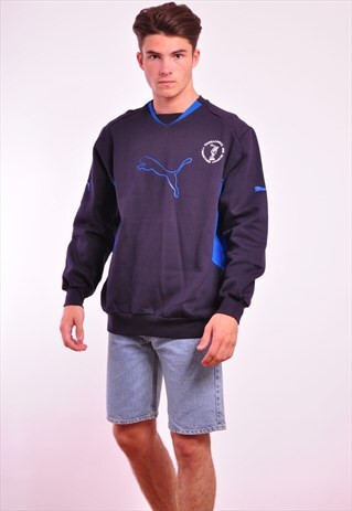 VINTAGE PUMA 90S RETRO NAVY SWEATER