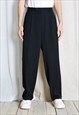 VINTAGE 90S BLACK MINIMALIST PLEATED FORMAL MENS PANTS