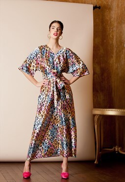 Animal Print Satin Maxi Dress (2019), Elegant Summer Dress