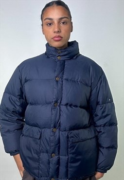 Navy Blue 90s CP Company Embroidered Puffer Jacket Coat