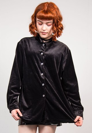 VINTAGE 90'S BLACK VELVET SHIRT