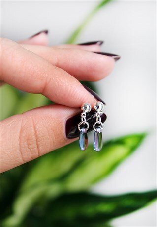 PURPLE TEARDROP STUDS
