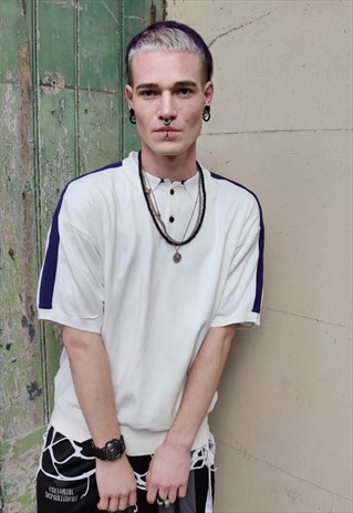 LOOSE FIT OVERSIZE CONTRAST PANEL SHORT SLEEVE POLO SHIRT