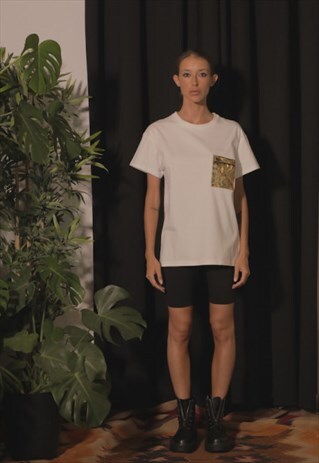 T-SHIRT DZKY WHITE / GOLD POCKET