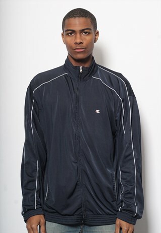 VINTAGE CHAMPION LOGO JACKET TRACK TOP LOGO BLUE