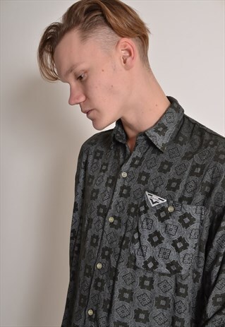 VINTAGE ABSTRACT CRAZY PATTERNED LONG SLEEVE SHIRT