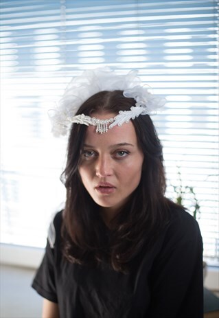 VINTAGE 70'S WHITE WEDDING HAIR PIECE