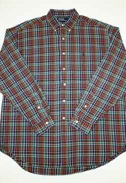 90s Vtg Polo Ralph Lauren Blake Oxford Madras Shirt
