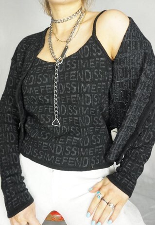 FENDISSIME BY FENDI CARDIGAN VEST TOP CO-ORD VINTAGE 90S 80S