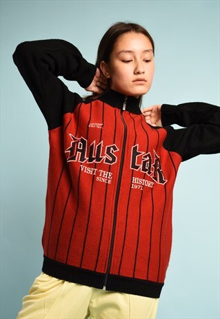 VINTAGE 90'S RETRO LOGO MONOGRAM BRANDED KNIT CARDIGAN