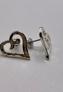 Vintage silver heart earrings 1980s
