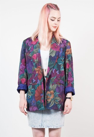 VINTAGE 90'S BRIGHT FLORAL PATTERNED BLAZER