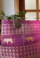 90S VINTAGE PURPLE INDIAN FOLK ELEPHANT PRINT CLUTCH HANDBAG