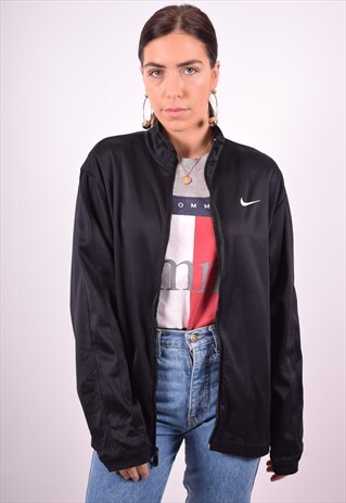 NIKE WOMENS VINTAGE TRACKSUIT TOP JACKET XL BLACK 90'S