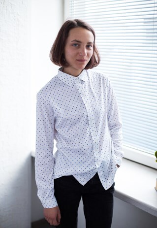 VINTAGE 80'S WHITE POLKA DOT SHIRT