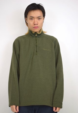 VINTAGE 90S TIMBERLAND GREEN 3/4 ZIP JUMPER