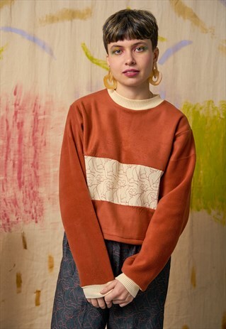 RUST CROPPED STRIPTEASE FLEECE
