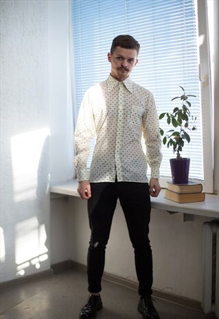 VINTAGE 90' YELLOWISH PATTERNED SHIRT