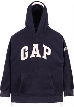 Gap 90's Spellout Logo Fleece Pullover Hoodie XLarge Navy Bl