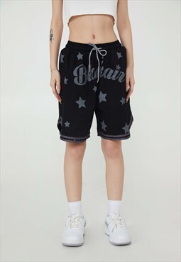 American sports shorts stars patch pants in black
