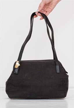 Vintage Y2K elegant retro logo frame bag in sable black