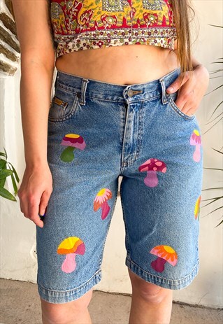 RE-WORKED PAINTED FESTIVAL MUSHROOM HIGH WAISTED SHORTS - S/