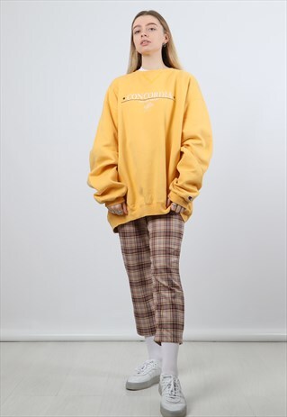 VINTAGE CHAMPION XL YELLOW EMBROIDERED SWEATSHIRT