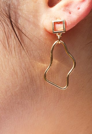 GEOMETRIC PUDDLE EARRINGS GOLD COLOUR ART DECO