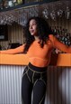 SPORTY LONG SLEEVED THONG BODYSUIT IN ORANGE 
