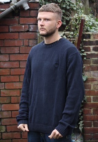 VINTAGE NAVY CHAPS KNITTED SWEATER LARGE