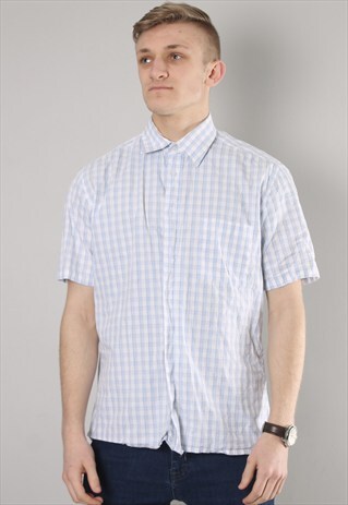 VINTAGE YSL SHORT SLEEVE CHECK SHIRT LARGE