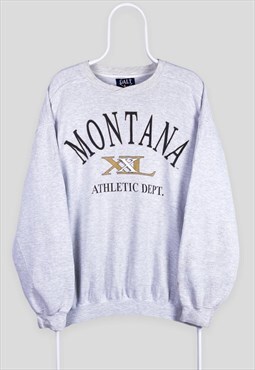 American Vintage Montana Grey Sweatshirt Spell Out Large